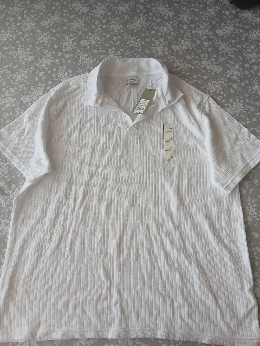 Goodfellow & Co White Textured Polo Shirt